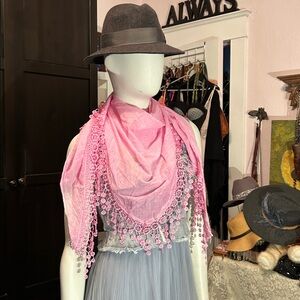 Vintage Pink Fringe Scarf